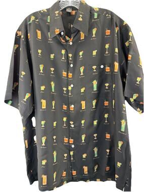 Riscatto Seta Camp Shirt 100% silk Size Men’s Large Tropical Hawaiian Vacation